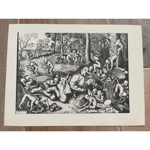 Bruegel, The Pedlar Robbed by Monkeys, Engraving, Print, Bookplate~ 241229-WH 70 - Picture 2 of 2